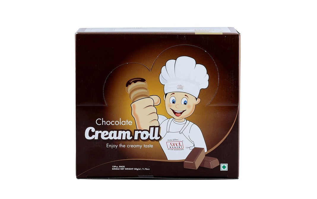 Atul Bakery Chocolate Cream Roll (12 pieces)   Box  50 grams